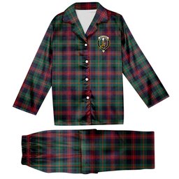 ScotsTee Shop Scottish MacLennan Modern Crest Tartan Pajama Satin Velvet Flannel Pajama Set
