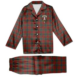 ScotsTee Shop Scottish MacLean of Duart Crest Tartan Pajama Satin Velvet Flannel Pajama Set