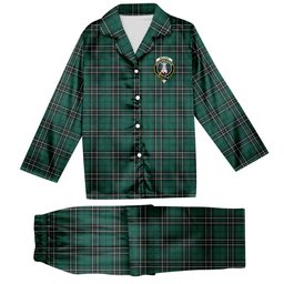 ScotsTee Shop Scottish MacLean of Duart Hunting Modern Crest Tartan Pajama Satin Velvet Flannel Pajama Set
