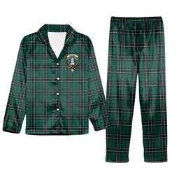 ScotsTee Shop Scottish MacLean of Duart Hunting Modern Crest Tartan Pajama Satin Velvet Flannel Pajama Set