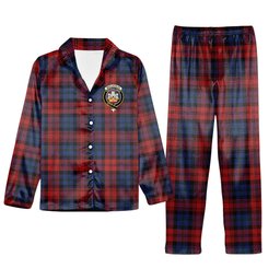 ScotsTee Shop Scottish MacLachlan Modern Crest Tartan Pajama Satin Velvet Flannel Pajama Set