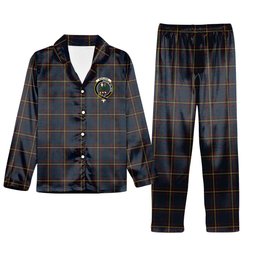 ScotsTee Shop Scottish MacLaine of Lochbuie Hunting Crest Tartan Pajama Satin Velvet Flannel Pajama Set