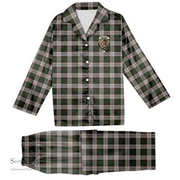 ScotsTee Shop Scottish MacKinnon Dress Crest Tartan Pajama Satin Velvet Flannel Pajama Set