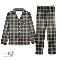 ScotsTee Shop Scottish MacKinnon Dress Crest Tartan Pajama Satin Velvet Flannel Pajama Set