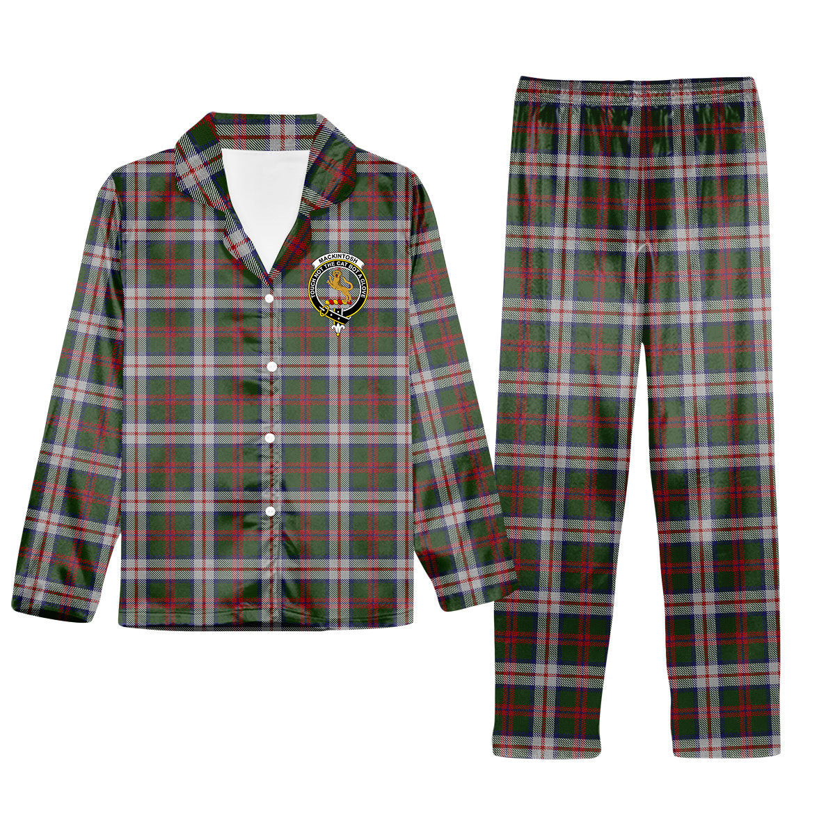ScotsTee Shop Scottish MacKintosh Dress Scott Adie Crest Tartan Pajama Satin Velvet Flannel Pajama Set