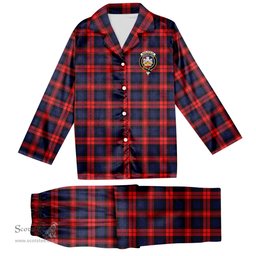 ScotsTee Shop Scottish MacLachlan Modern SC Crest Tartan Pajama Satin Velvet Flannel Pajama Set