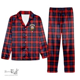 ScotsTee Shop Scottish MacLachlan Modern SC Crest Tartan Pajama Satin Velvet Flannel Pajama Set