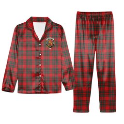 ScotsTee Shop Scottish MacKintosh Red Modern Crest Tartan Pajama Satin Velvet Flannel Pajama Set
