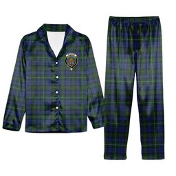 ScotsTee Shop Scottish MacKenzie Vestiarium Scoticum Crest Tartan Pajama Satin Velvet Flannel Pajama Set