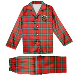 ScotsTee Shop Scottish MacLaine of Loch Buie Crest Tartan Pajama Satin Velvet Flannel Pajama Set