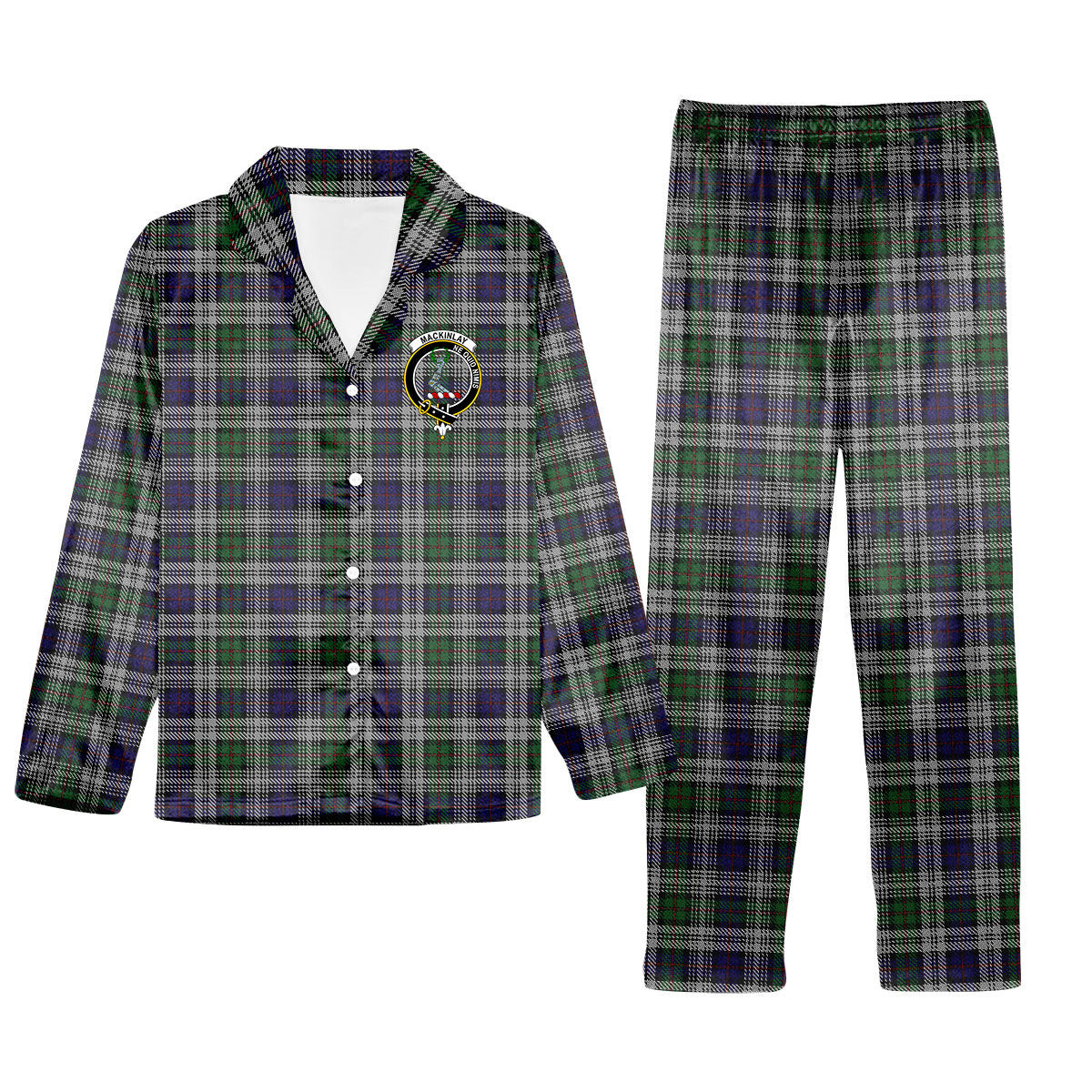 ScotsTee Shop Scottish MacKinlay Dress Crest Tartan Pajama Satin Velvet Flannel Pajama Set