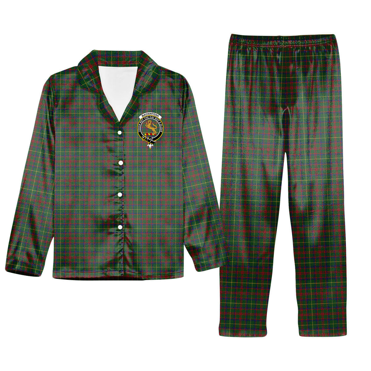 ScotsTee Shop Scottish MacKintosh Hunting Crest Tartan Pajama Satin Velvet Flannel Pajama Set