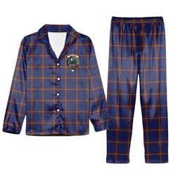 ScotsTee Shop Scottish MacLaine of Lochbuie Crest Tartan Pajama Satin Velvet Flannel Pajama Set