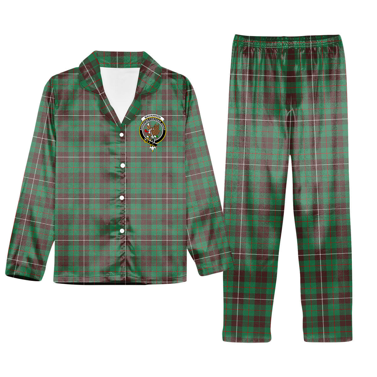 ScotsTee Shop Scottish MacKinnon Hunting Ancient Crest Tartan Pajama Satin Velvet Flannel Pajama Set