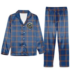 ScotsTee Shop Scottish MacLaine of Loch Buie Hunting Ancient Crest Tartan Pajama Satin Velvet Flannel Pajama Set