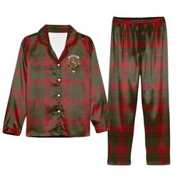 ScotsTee Shop Scottish MacKintosh Red Crest Tartan Pajama Satin Velvet Flannel Pajama Set