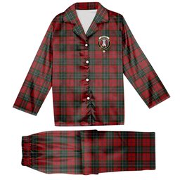 ScotsTee Shop Scottish MacLean Crest Tartan Pajama Satin Velvet Flannel Pajama Set