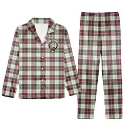 ScotsTee Shop Scottish MacLean Dress Ancient Crest Tartan Pajama Satin Velvet Flannel Pajama Set