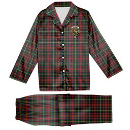 ScotsTee Shop Scottish MacKintosh Hunting Modern Crest Tartan Pajama Satin Velvet Flannel Pajama Set