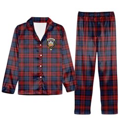 ScotsTee Shop Scottish MacLachlan 2 Crest Tartan Pajama Satin Velvet Flannel Pajama Set