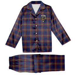 ScotsTee Shop Scottish MacLaine of Lochbuie Hunting Modern Crest Tartan Pajama Satin Velvet Flannel Pajama Set