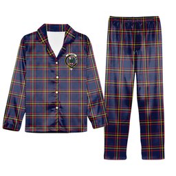 ScotsTee Shop Scottish MacLaine of Lochbuie Hunting Modern Crest Tartan Pajama Satin Velvet Flannel Pajama Set