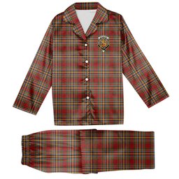 ScotsTee Shop Scottish MacKintosh Chief Crest Tartan Pajama Satin Velvet Flannel Pajama Set