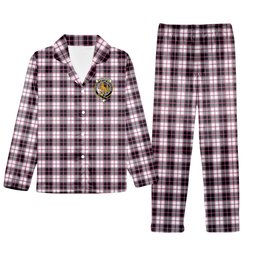 ScotsTee Shop Scottish MacPherson Hunting Modern Crest Tartan Pajama Satin Velvet Flannel Pajama Set