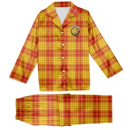 ScotsTee Shop Scottish MacMillan Dress Modern Crest Tartan Pajama Satin Velvet Flannel Pajama Set