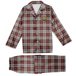 ScotsTee Shop Scottish MacPherson Dress Burgundy Dance Crest Tartan Pajama Satin Velvet Flannel Pajama Set