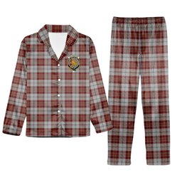 ScotsTee Shop Scottish MacPherson Dress Burgundy Dance Crest Tartan Pajama Satin Velvet Flannel Pajama Set