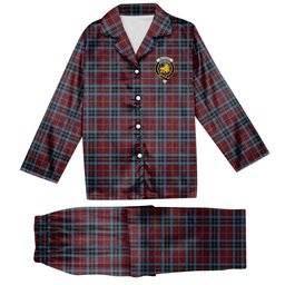 ScotsTee Shop Scottish MacTavish 2 Crest Tartan Pajama Satin Velvet Flannel Pajama Set