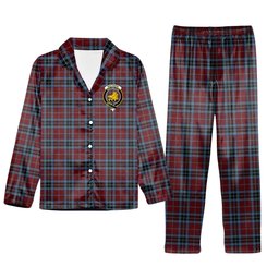 ScotsTee Shop Scottish MacTavish 2 Crest Tartan Pajama Satin Velvet Flannel Pajama Set