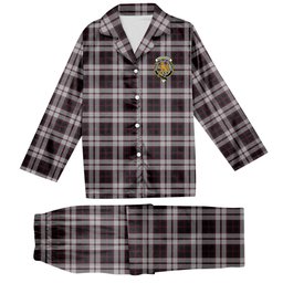 ScotsTee Shop Scottish MacPherson of Pitmain Crest Tartan Pajama Satin Velvet Flannel Pajama Set