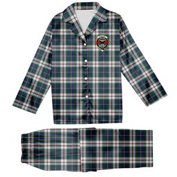 ScotsTee Shop Scottish MacLeod Of Californian Modern Crest Tartan Pajama Satin Velvet Flannel Pajama Set