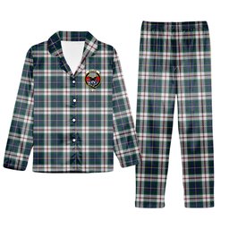 ScotsTee Shop Scottish MacLeod Of Californian Modern Crest Tartan Pajama Satin Velvet Flannel Pajama Set