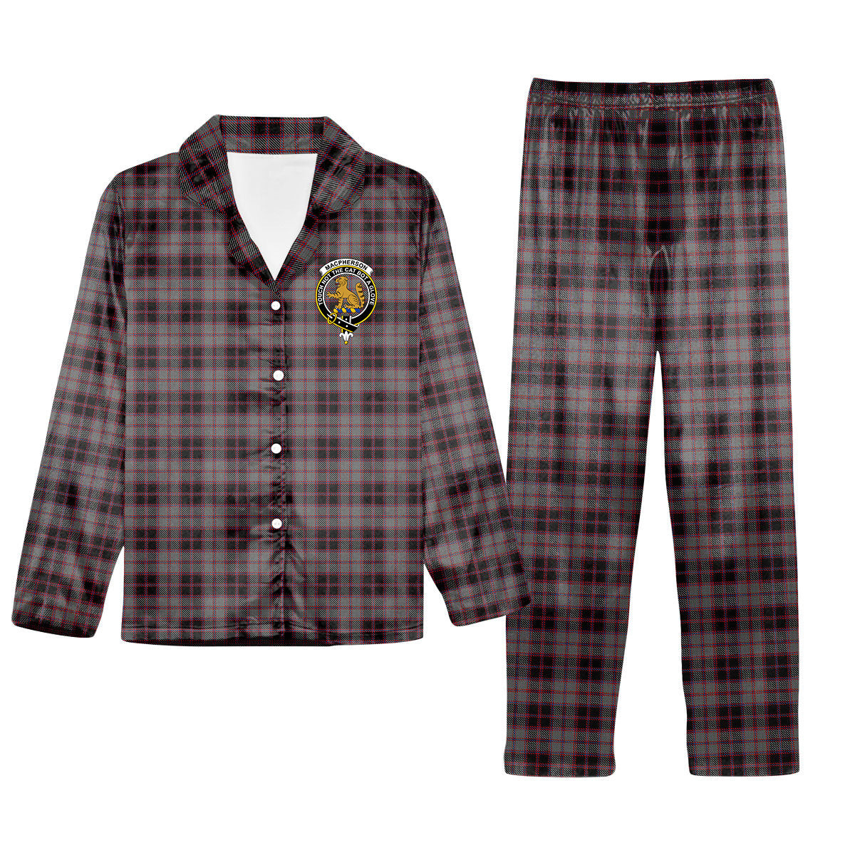 ScotsTee Shop Scottish MacPherson Hunting Crest Tartan Pajama Satin Velvet Flannel Pajama Set