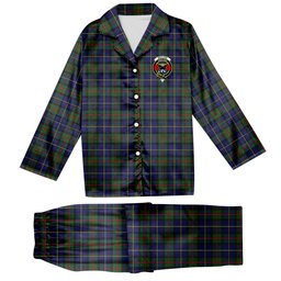 ScotsTee Shop Scottish MacLeod of Harris Modern Crest Tartan Pajama Satin Velvet Flannel Pajama Set