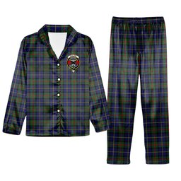ScotsTee Shop Scottish MacLeod of Harris Modern Crest Tartan Pajama Satin Velvet Flannel Pajama Set