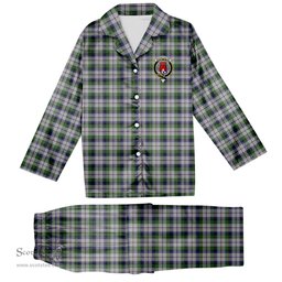 ScotsTee Shop Scottish MacNaughton Dress Crest Tartan Pajama Satin Velvet Flannel Pajama Set