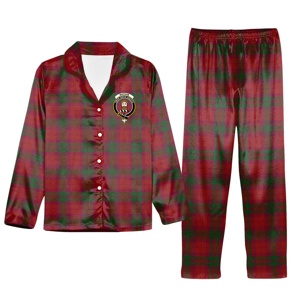 ScotsTee Shop Scottish MacNab Clan Crest Tartan Pajama Satin Velvet Flannel Pajama Set
