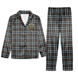 ScotsTee Shop Scottish MacThomas Hunting Modern Crest Tartan Pajama Satin Velvet Flannel Pajama Set