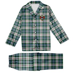 ScotsTee Shop Scottish MacLeod Of Californian Ancient Crest Tartan Pajama Satin Velvet Flannel Pajama Set
