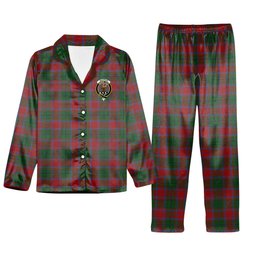 ScotsTee Shop Scottish MacPhail Blue Bands Crest Tartan Pajama Satin Velvet Flannel Pajama Set