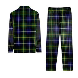 ScotsTee Shop Scottish MacNeill of Barra Modern Crest Tartan Pajama Satin Velvet Flannel Pajama Set