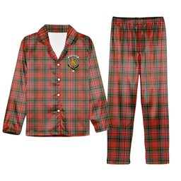 ScotsTee Shop Scottish MacPherson Weathered Crest Tartan Pajama Satin Velvet Flannel Pajama Set