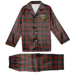 ScotsTee Shop Scottish MacPherson 5 Crest Tartan Pajama Satin Velvet Flannel Pajama Set
