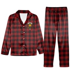 ScotsTee Shop Scottish MacLeod of Raasay Highland Crest Tartan Pajama Satin Velvet Flannel Pajama Set