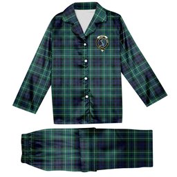 ScotsTee Shop Scottish MacNeill of Colonsay Modern Crest Tartan Pajama Satin Velvet Flannel Pajama Set