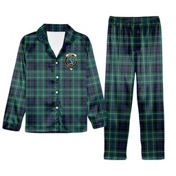ScotsTee Shop Scottish MacNeill of Colonsay Modern Crest Tartan Pajama Satin Velvet Flannel Pajama Set